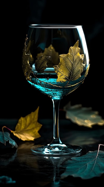 Studio shot of a Water glass on black background Generative AI