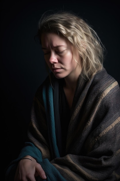 Studio shot of a woman in recovery from mental illness created with generative ai