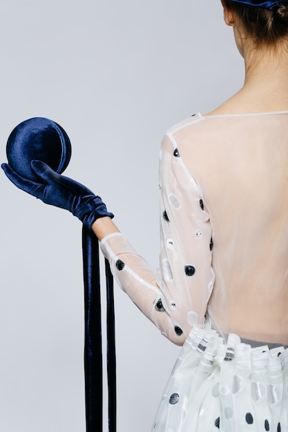 Studio shot of woman in transparent dress