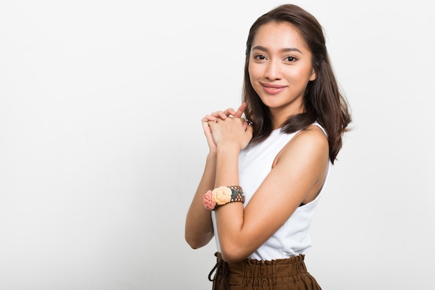 Studio shot of young beautiful Asian woman