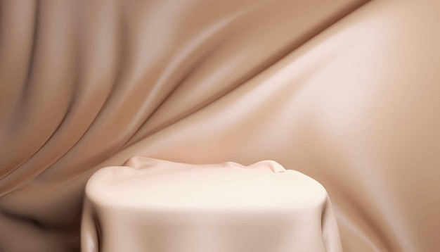 Studio in skin color tones fabric with soft folds on podium Abstract background for display of prod