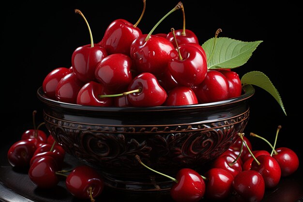 Studio still life luscious cherries showcased against a pure background