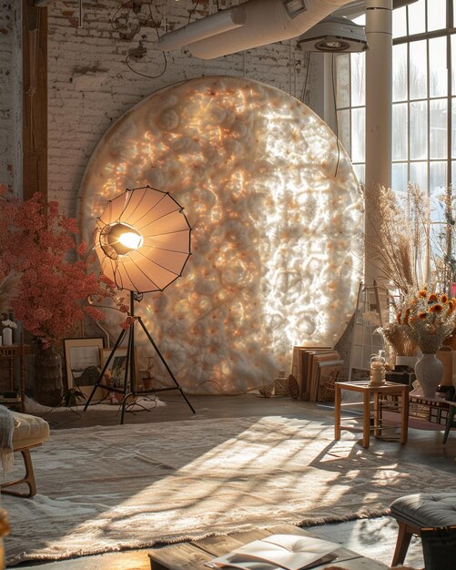 Photo a studio with collection of light diffusers wallpaper