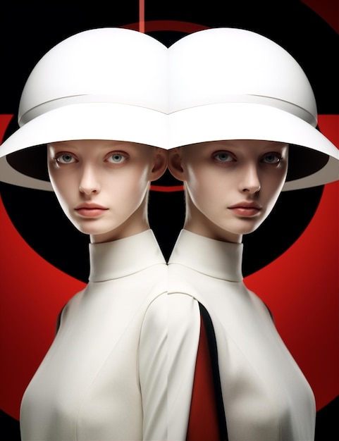 Foto studio witte schoonheid brunette vrouwen zwarte kleurrijke kunst mode rode aantrekkelijke hoed lang