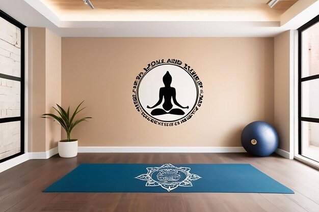 Studio Yoga Branding Showcase Voeg het logo toe aan muurschilderingen, matten en merchandise
