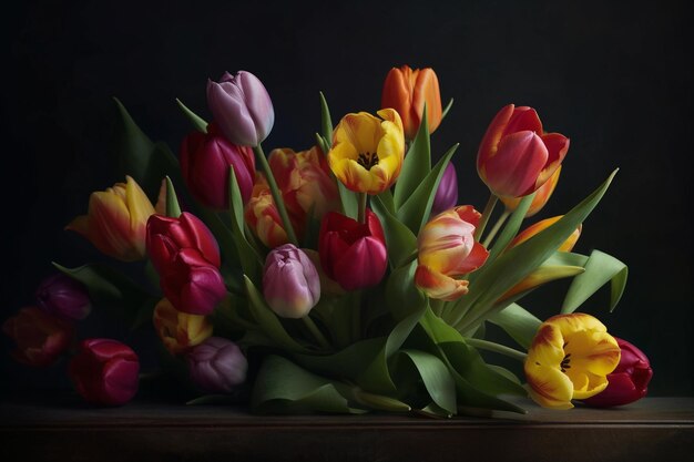 Studiofotografie van een bos tulpen