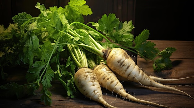 Studiolit closeup image of a parsnip on natural background