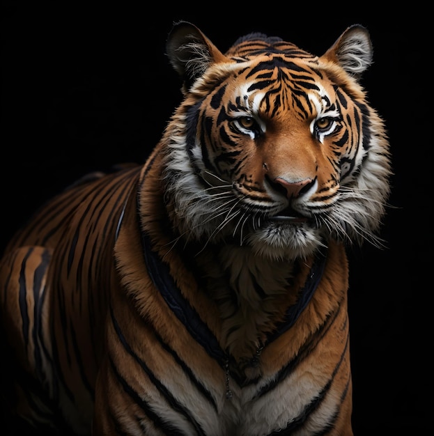 Studioportret van een tijger op zwarte achtergrond
