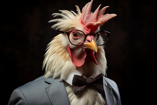 Studious Rooster A Portrait in Glasses AI