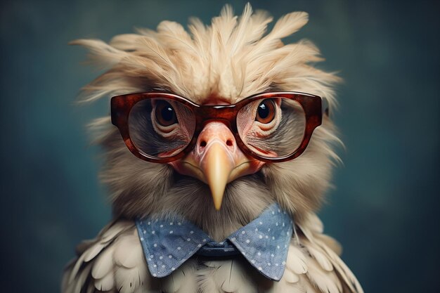 Studious Rooster A Portrait in Glasses AI