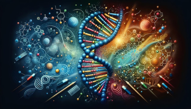 Foto studio della struttura del dna delle connessioni energetiche del microcosmo dati scientifici nuova malattia x