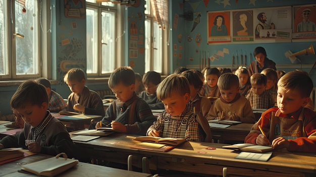 Foto bambini scolastici che imparano a studiare