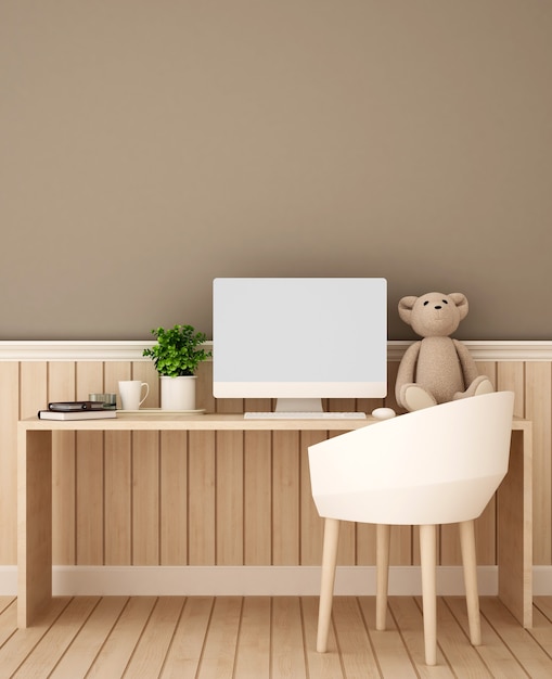 Photo study room and brown wall decorate for artwork