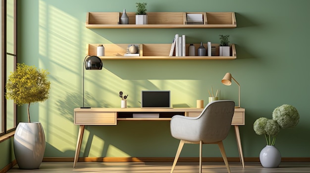 study room interior design with computers bookcase chairs and tables and armchairs minimalist styl