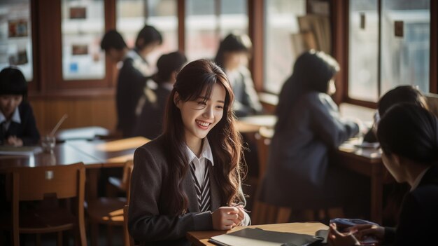 写真 韓国語を勉強する学生