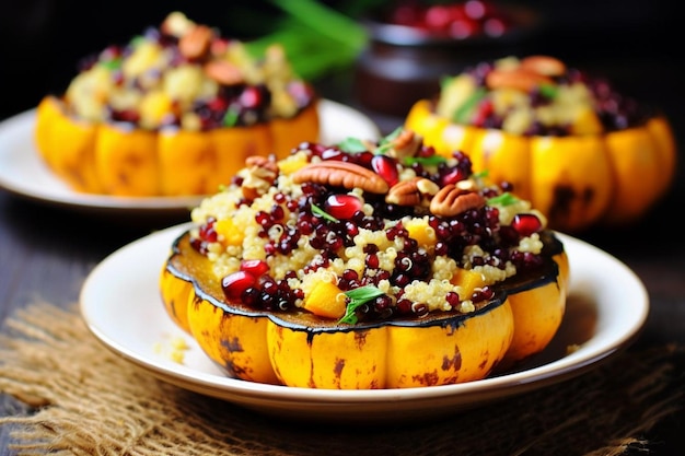 Photo stuffed acorn squash with quinoa cranberries and