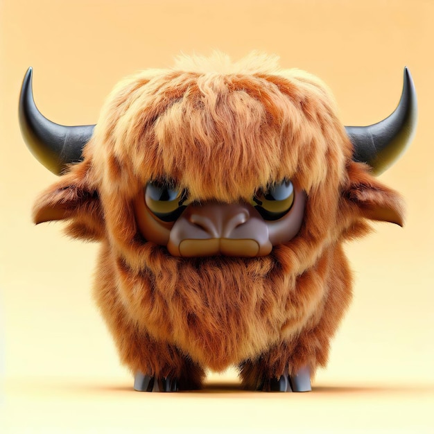 A stuffed animal with horns that says'yak'on it