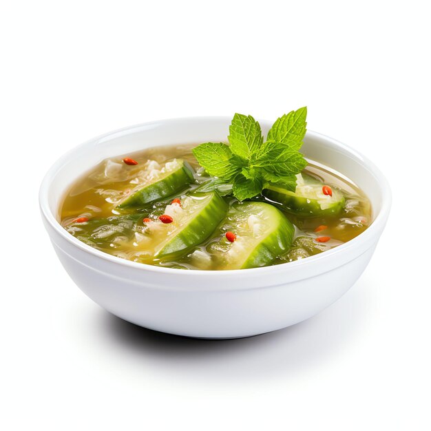 Photo a stuffed bitter melon soup or canh kho qua studio light isolated on white background