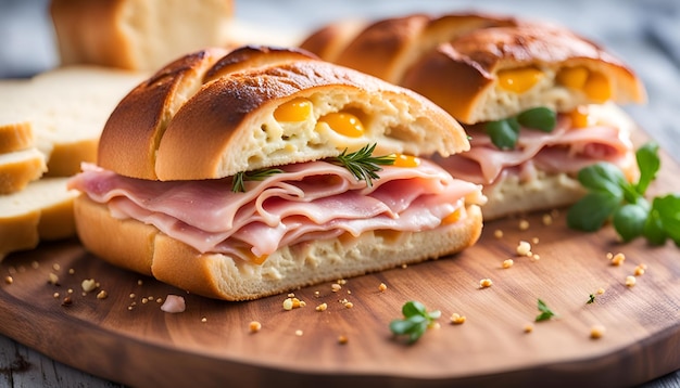 Stuffed Bread with ham and cheese