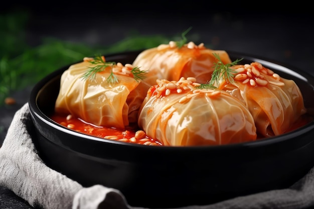 Stuffed cabbage rolls Green dish Generate Ai