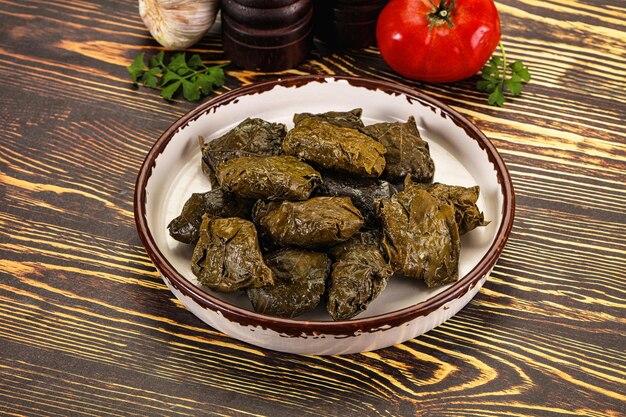 Stuffed dolma meat in grape leaves