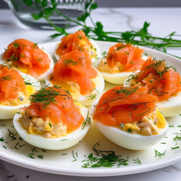 Stuffed eggs with salmon