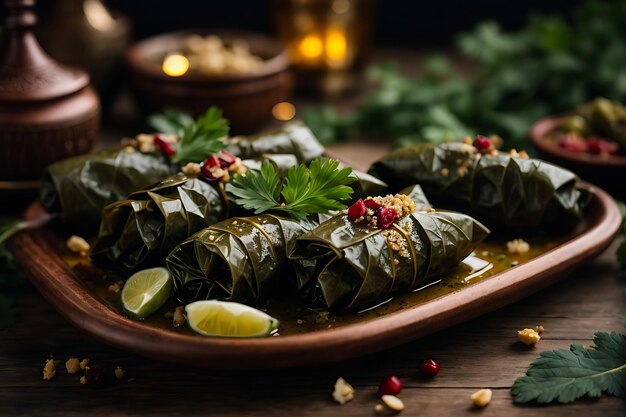 Foto foglie di uva ripiene dolmas