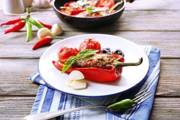 Stuffed pepper with meat and vegetables