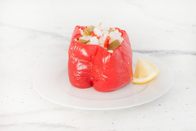 Stuffed pepper with rice and pepper