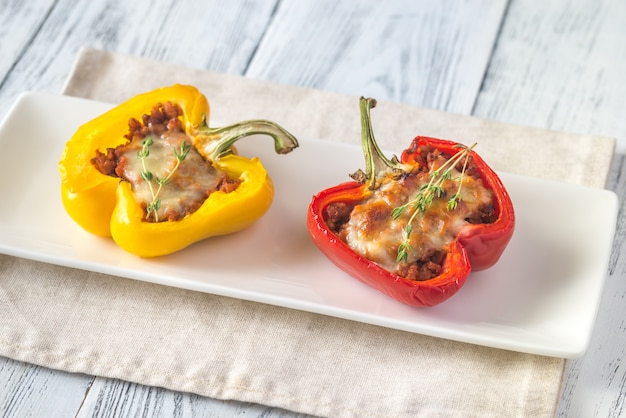 Stuffed peppers with meat and mozzarella