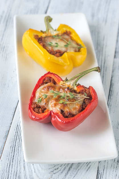 Stuffed peppers with meat and mozzarella