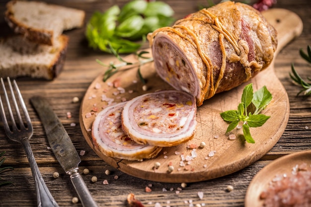 Stuffed pork roulade