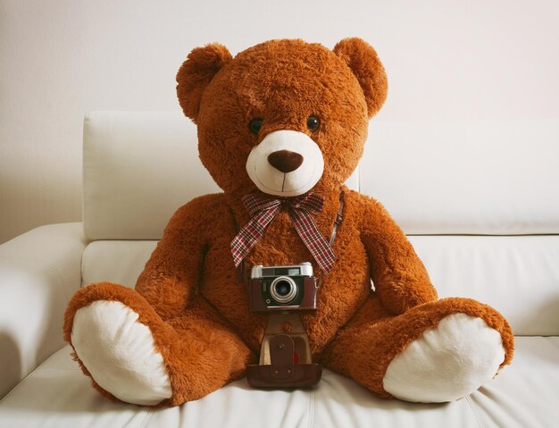 Photo stuffed teddy bear soft toy with photo camera