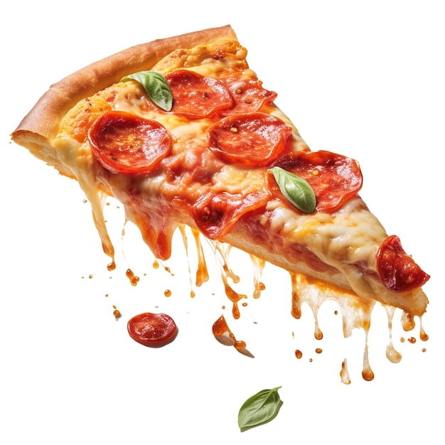 stuk hete pizza met rekbare kaas Plakje verse Italiaanse klassieke originele Pepperoni Pizza