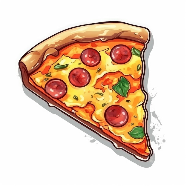 Stukje pizza sticker ai gegenereerd