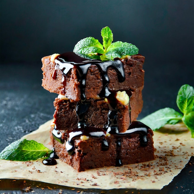 Stukjes verse brownie op een witte achtergrond Heerlijke chocolade taart