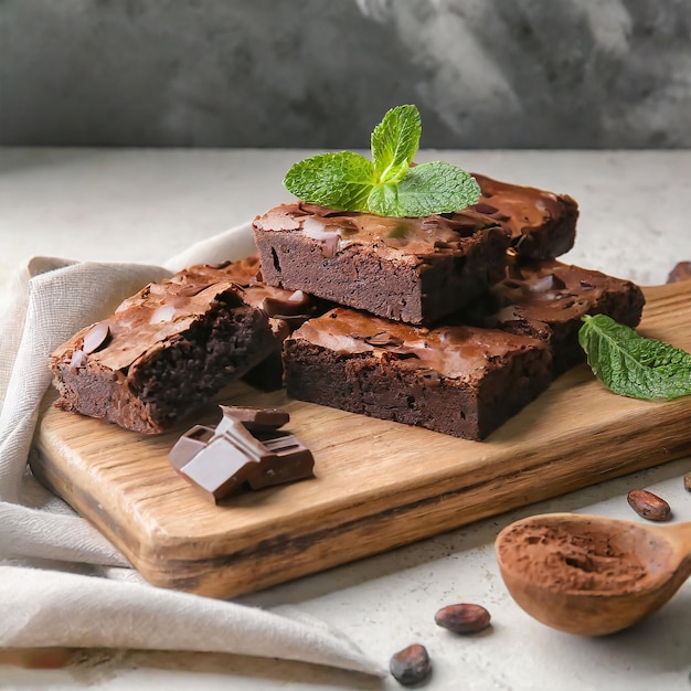 Stukjes verse brownie op een witte achtergrond Heerlijke chocolade taart