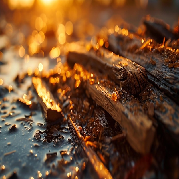 stukken hout op de grond