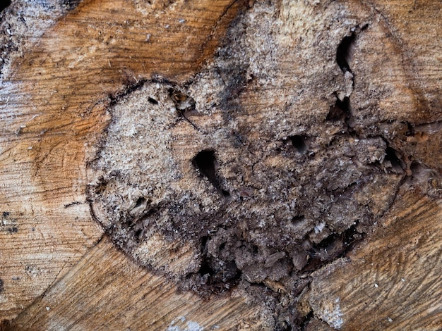 Stump of tree felled section of the trunk with annual rings