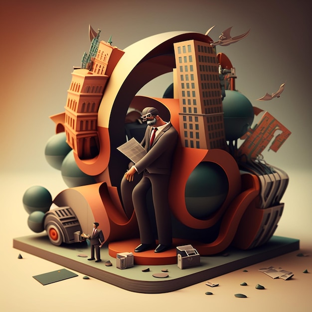 Photo a stunning 3d business and technology illustration created with generative ai