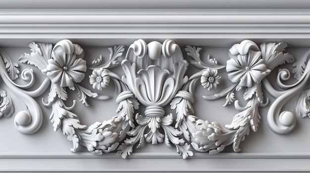 写真 伝統的なインテリアデザインを飾る複雑に作られた石膏の装飾の驚くべき3d描写