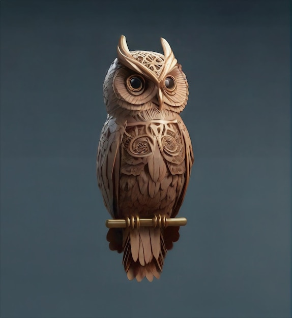 stunning 3D model of an owl