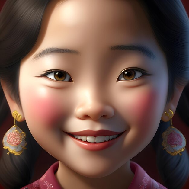 A stunning 3D portrait of a asian girl