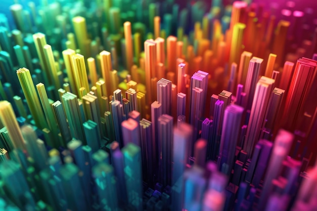 抽象的な多色スペクトルの驚くべき3Dレンダリング