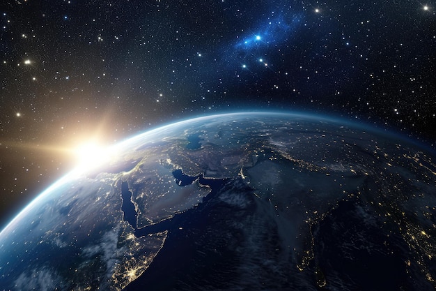 Stunning 3D Render Of Planet Earth Shining In The Night Sky