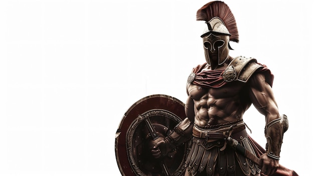 A stunning 3D rendering of a fearless gladiator exuding strength and bravery This isolated artwork features intricate details and super rendering allowing you to appreciate each line and
