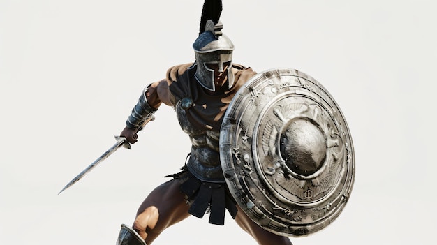 Foto a stunning 3d rendering of a fearless gladiator exuding strength courage and determination the intricate details along with superb rendering bring the gladiator to life perfect for co