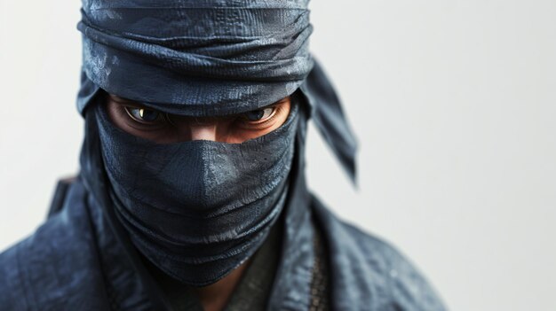 A stunning 3D rendering of a stealthy ninja showcasing intricate details and incredible textures This captivating artwork captures the essence of stealth and agility with dynamic poses an