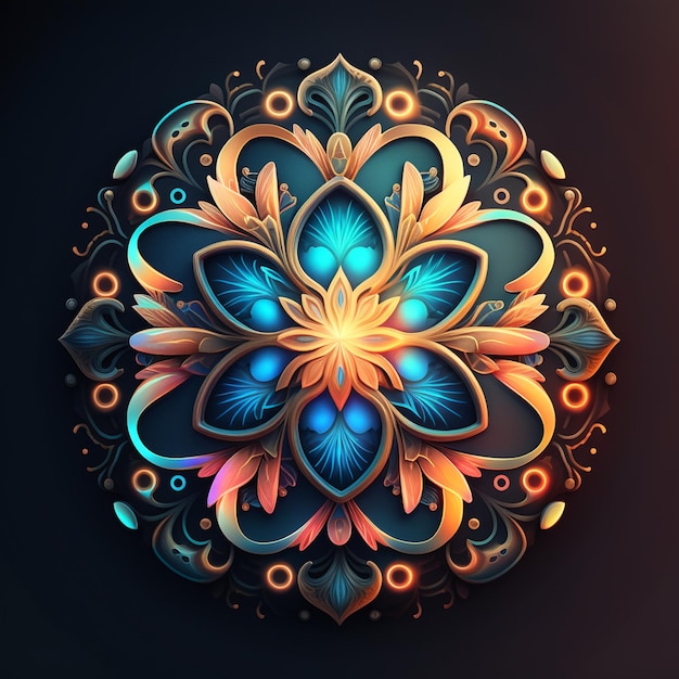 A Stunning Abstract Neon Mandala Art Background Ai Generated Art Work