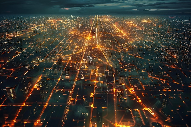 A stunning aerial view of city lights at night oct